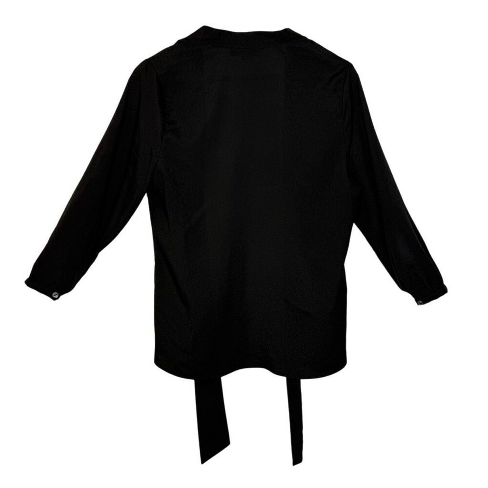 Iris Basic Black Long Sleeve Button Up Blouse Top… - image 4